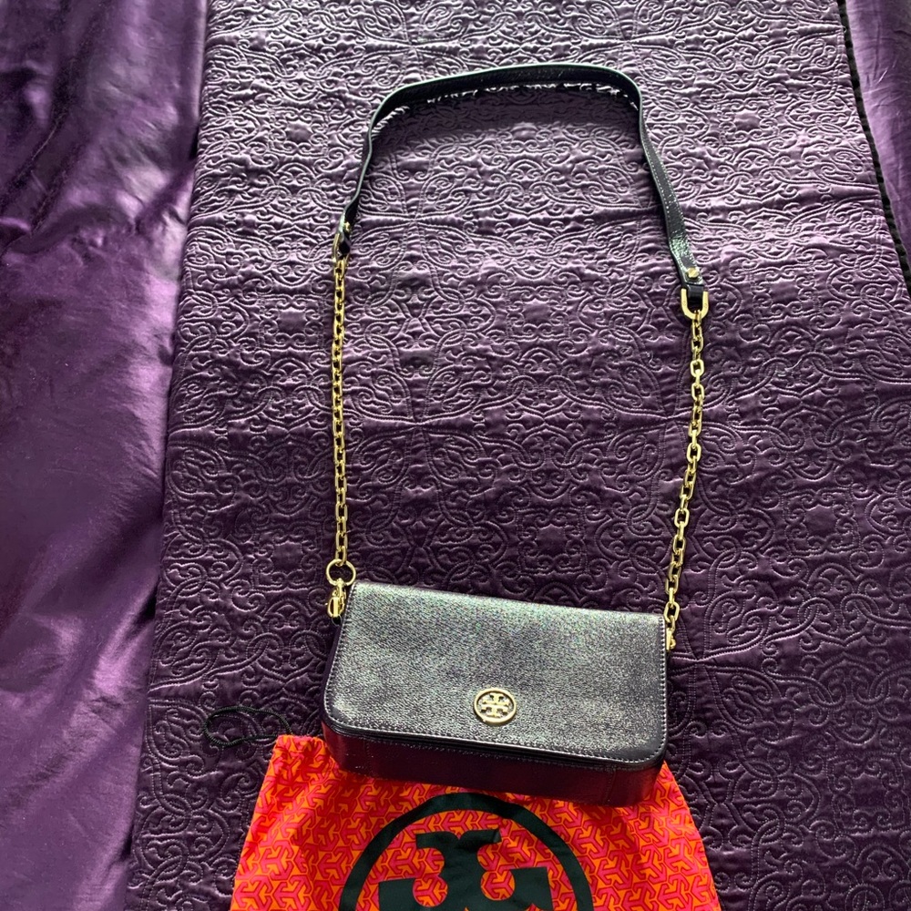 Authentic Tory Burch Unique Purple Patent Leather crossbody bag